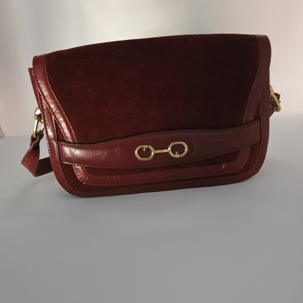 Vintage Rust Suede and Leather Shoulder Bag